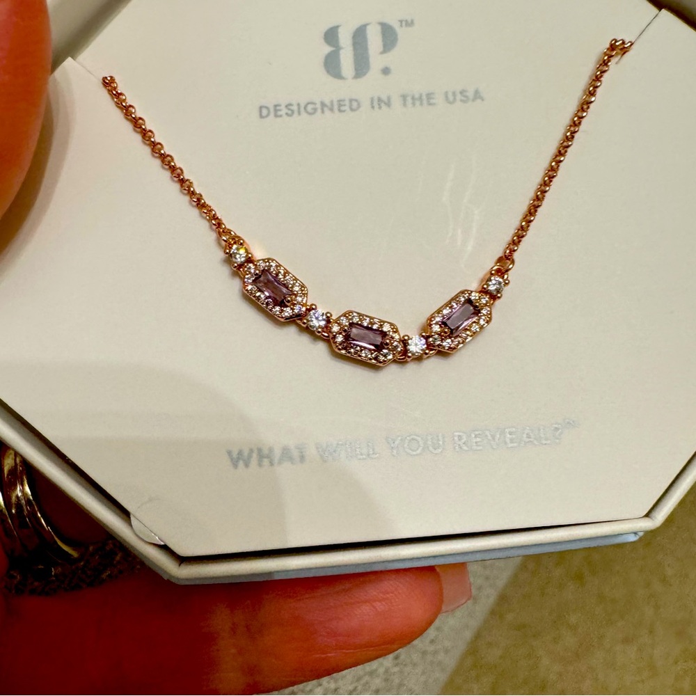 Bomb Party Amethyst Cubic Zirconia Necklace with Rose Gold Plating